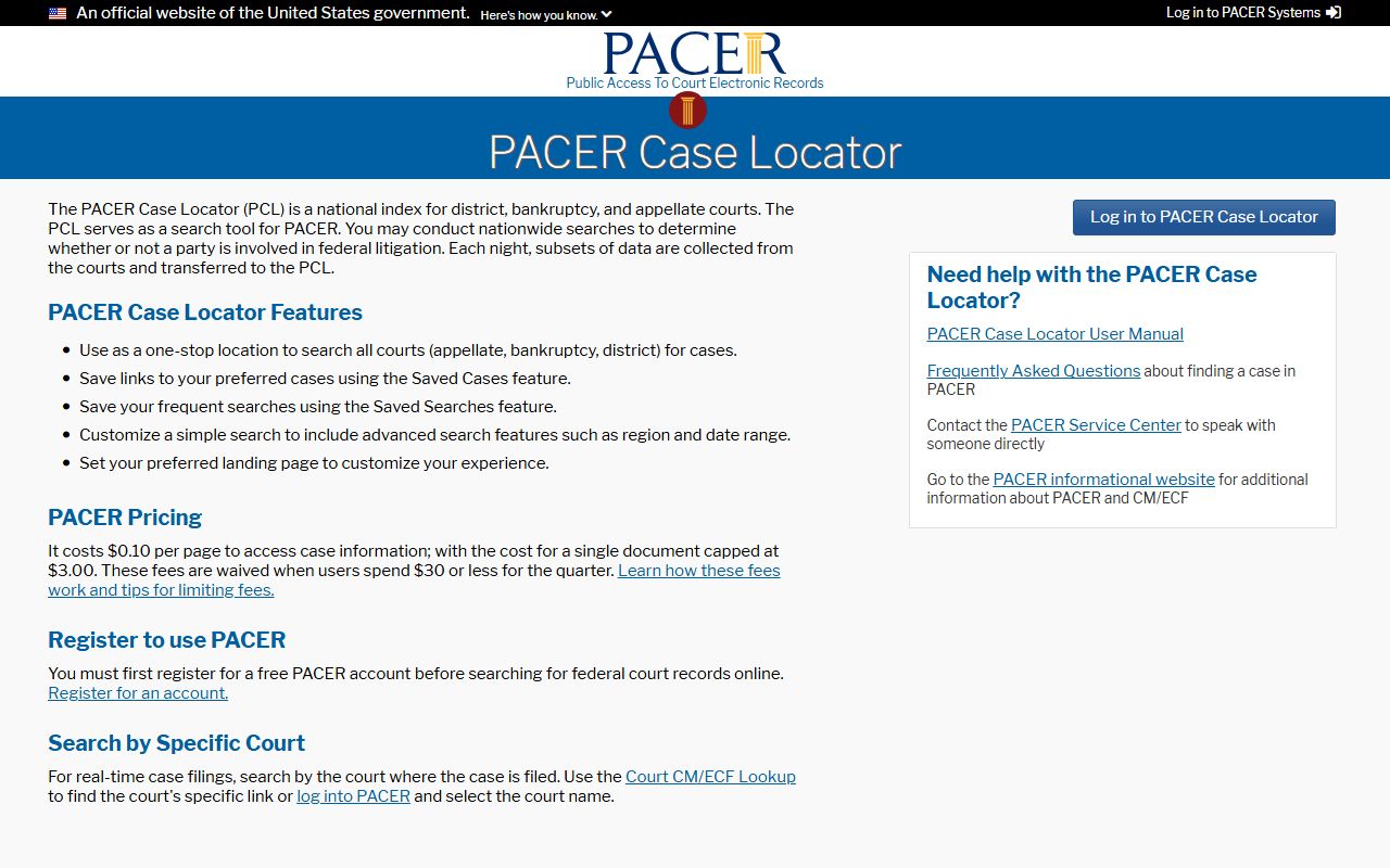 Menifee County Circuit Court Clerk records PACER Case Locator federal records