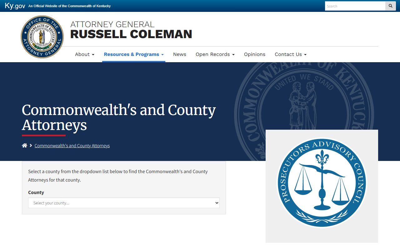 Menifee County criminal court records Kentucky Attorney General prosecutor directory