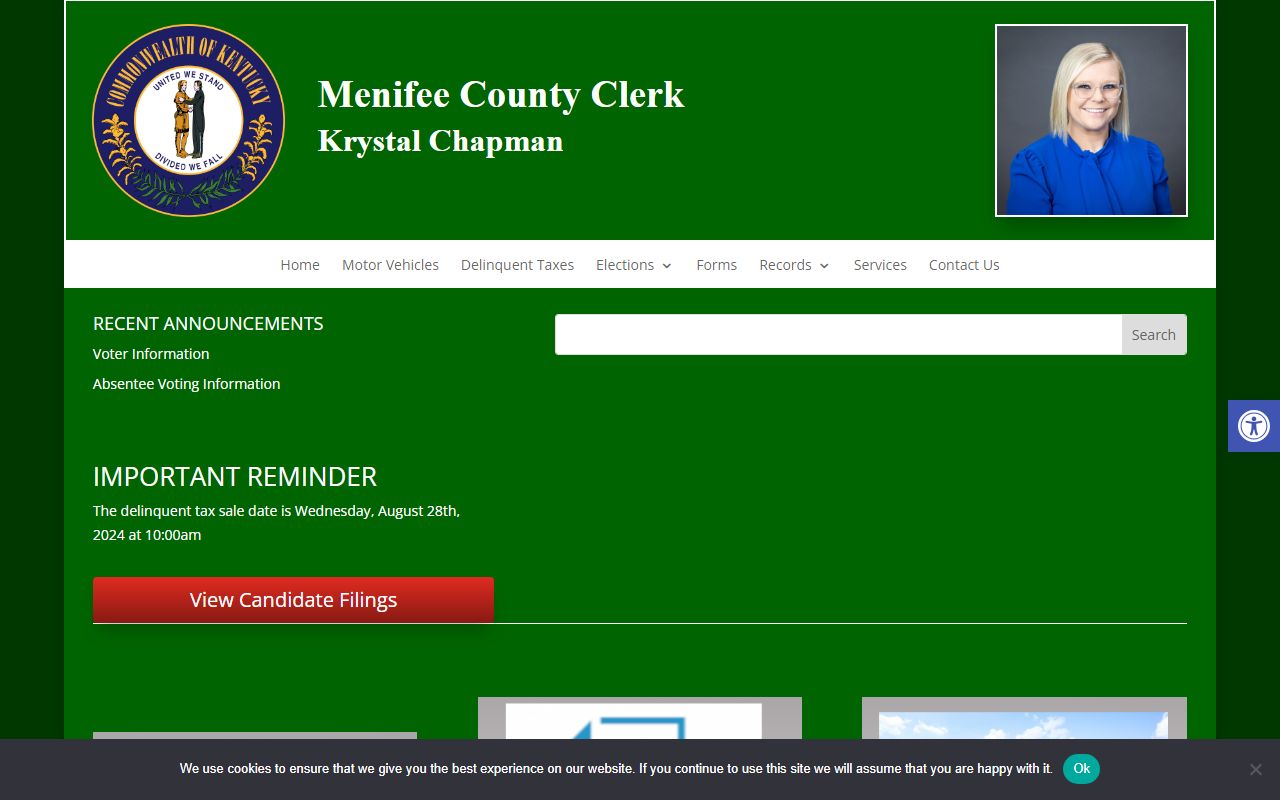 Menifee County Clerk records homepage