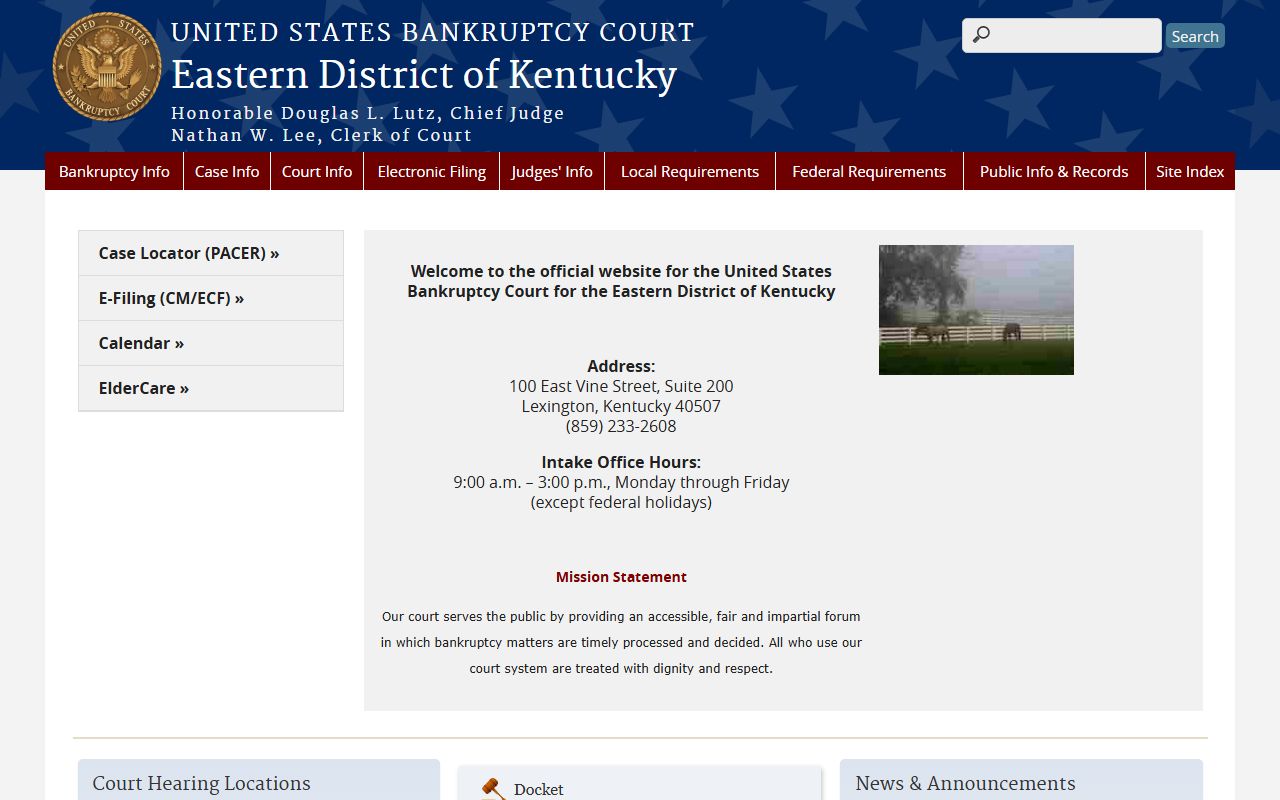 Menifee County marriage and divorce records Eastern District bankruptcy court