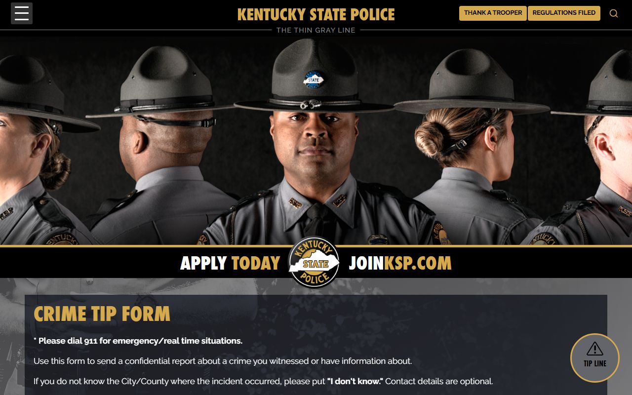 Kentucky State Police tip form